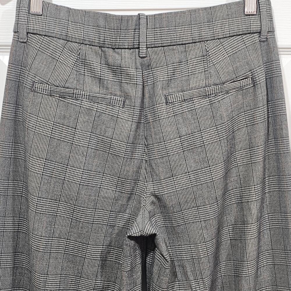 American Eagle Wide Leg Plaid Pants Womens 4 Gray High Rise Career Stretch - Picture 4 of 9